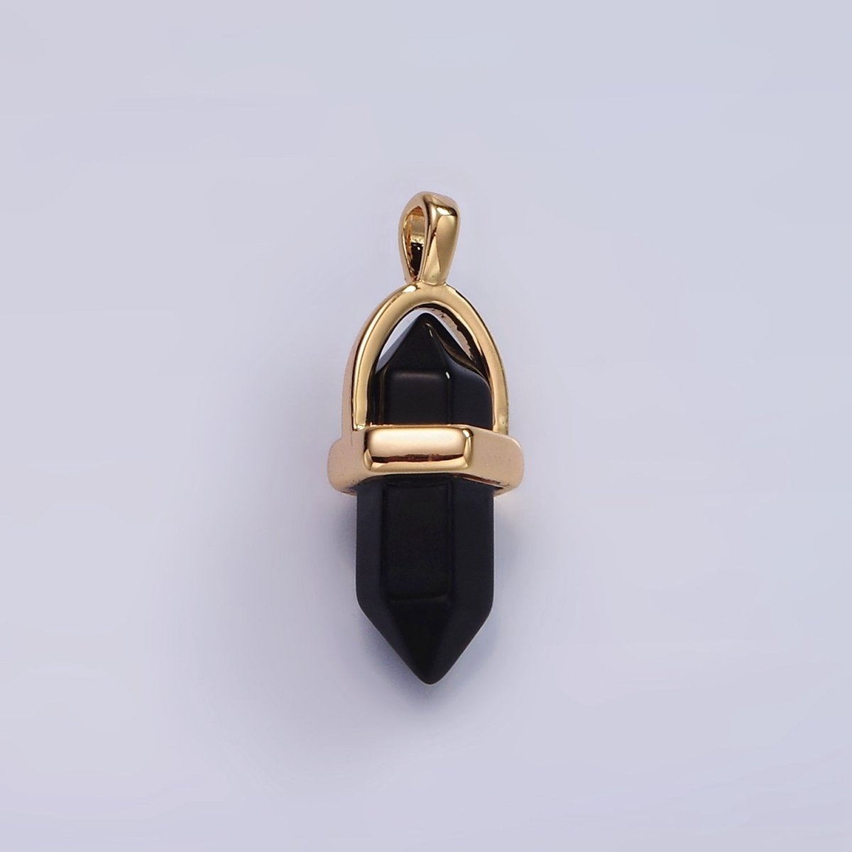 14K Gold Filled Natural Gemstone Pointed Wand Pendant | N2007 - N2016 - DLUXCA