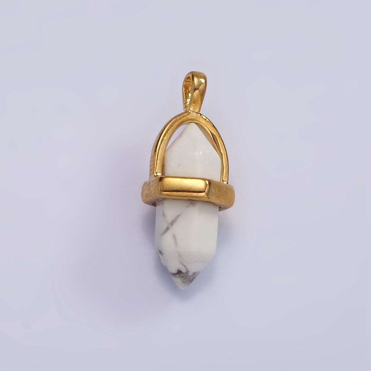 14K Gold Filled Natural Gemstone Pointed Wand Pendant | N2007 - N2016 - DLUXCA