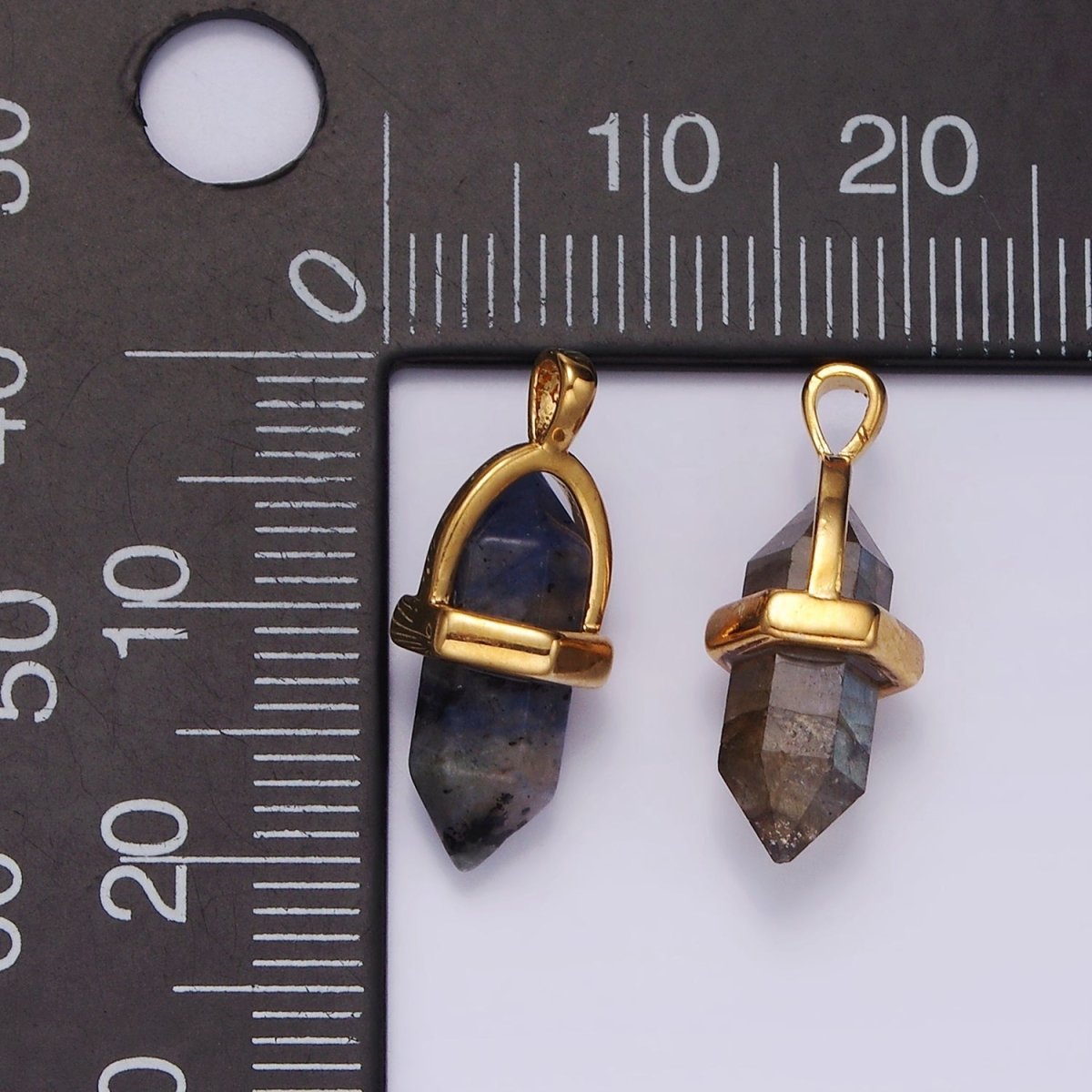 14K Gold Filled Natural Gemstone Pointed Wand Pendant | N2007 - N2016 - DLUXCA