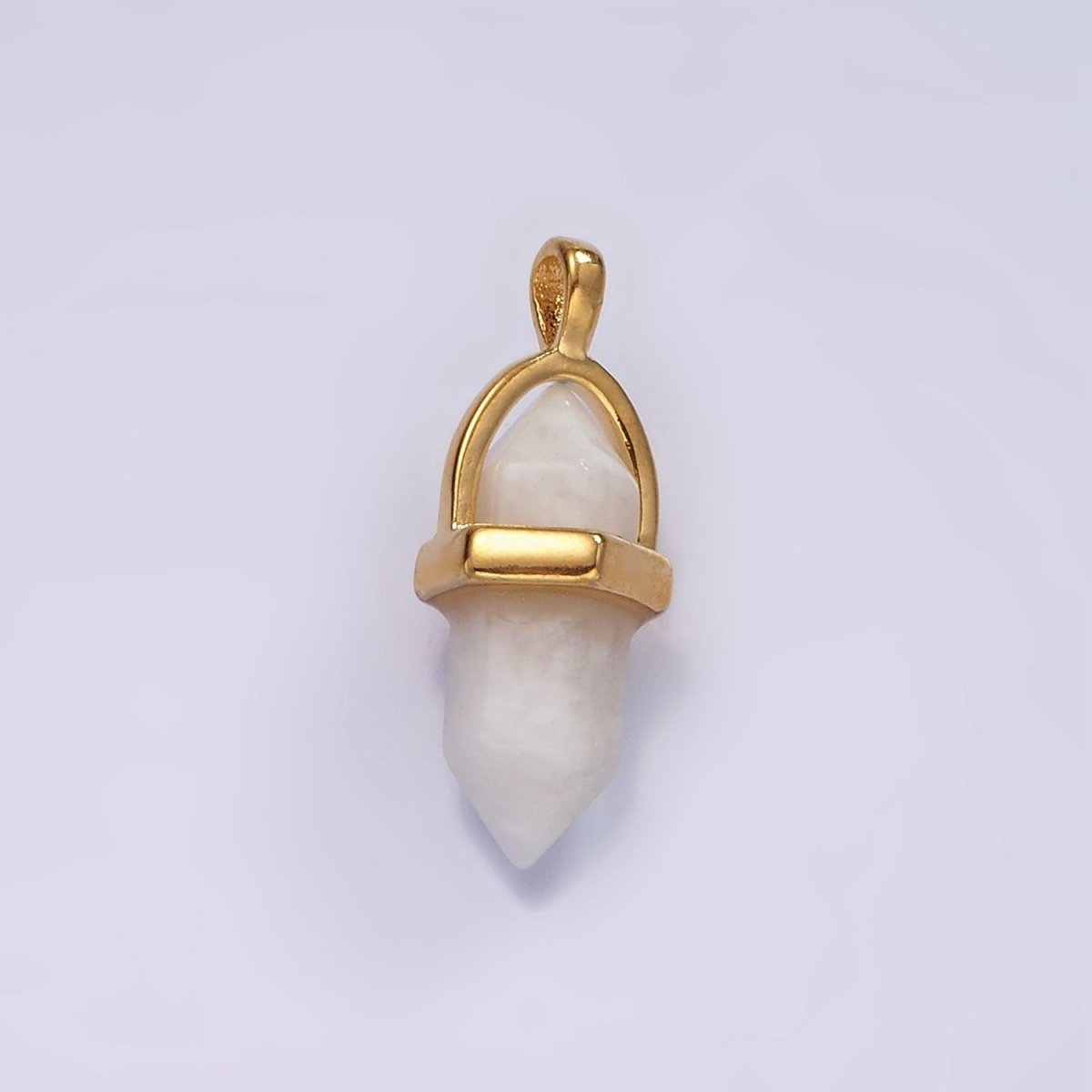 14K Gold Filled Natural Gemstone Pointed Wand Pendant | N2007 - N2016 - DLUXCA