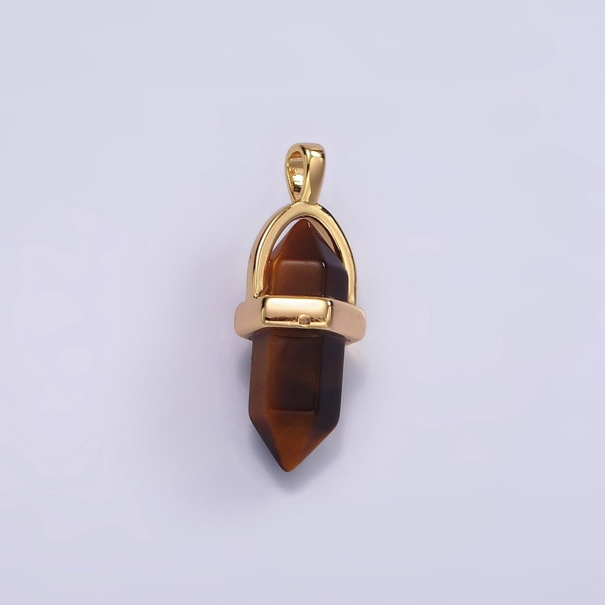 14K Gold Filled Natural Gemstone Pointed Wand Pendant | N2007 - N2016 - DLUXCA