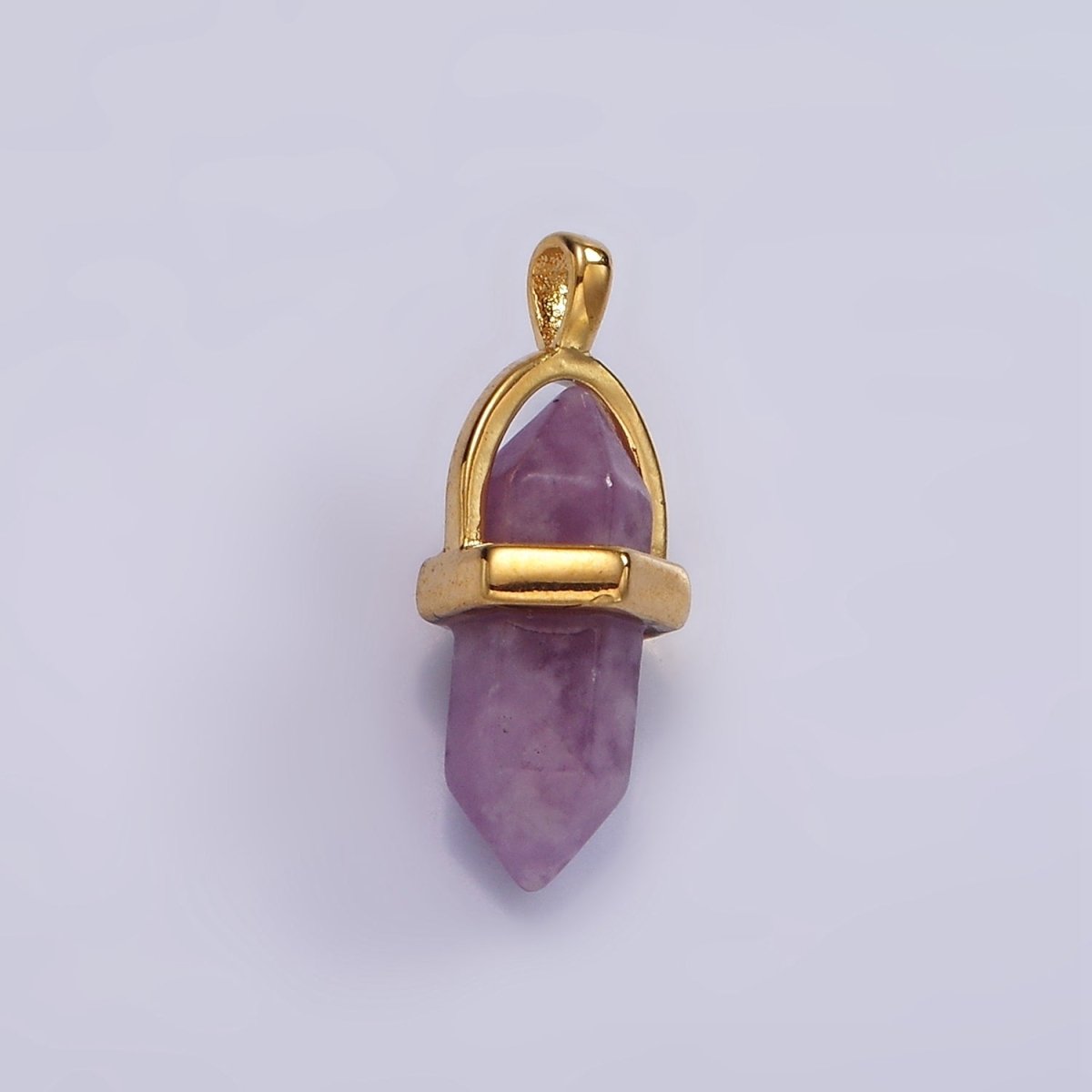 14K Gold Filled Natural Gemstone Pointed Wand Pendant | N2007 - N2016 - DLUXCA