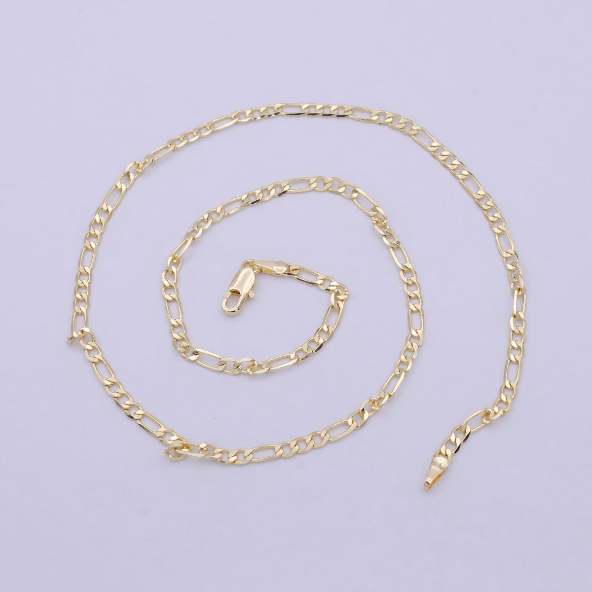 14K Gold Filled Necklace - Figaro Necklace - Dainty Gold Figaro Chain Layering Necklace 3mm 16, 17.5 inch ready to wear chain w/ Lobster Clasp | WA-826 WA-827 Clearance Pricing - DLUXCA