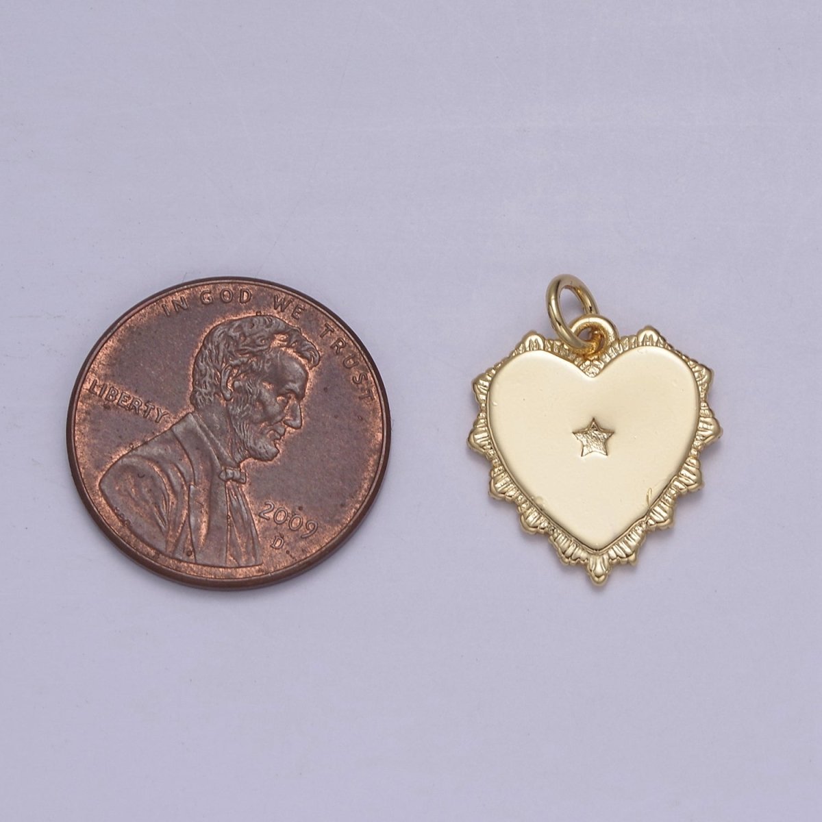 14k Gold Filled North Star Charm Cubic Zirconia Heart Pendant Pave CZ Celestial Sunburst Pendant Jewelry Making N-851 - DLUXCA