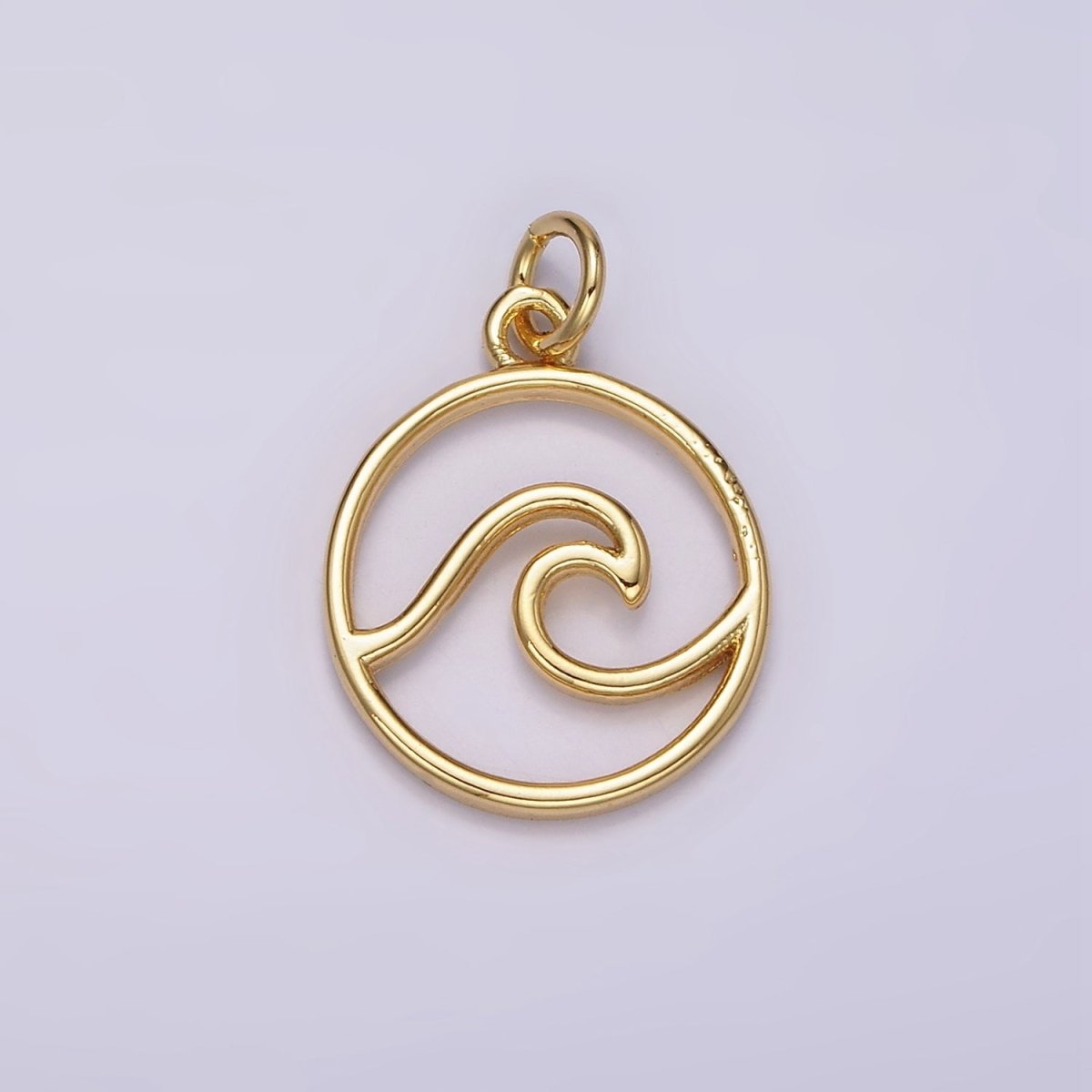 14K Gold Filled Ocean Water Minimalist Bezel Open Round Charm | AC-906 - DLUXCA