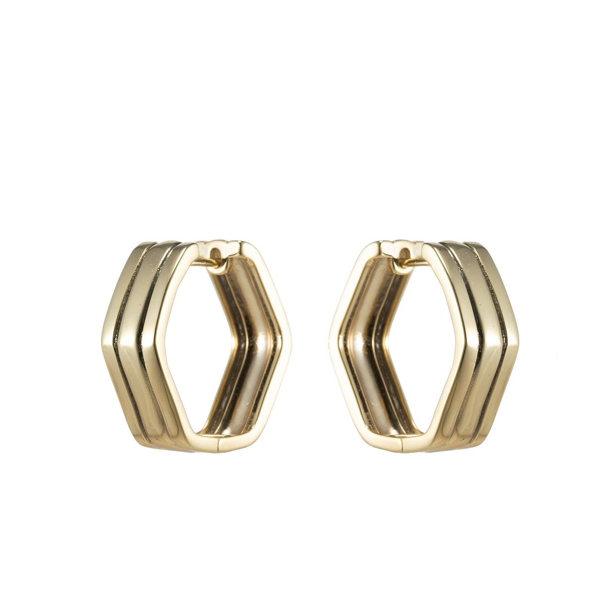 14K Gold Filled Octagon Huggie Earring Hoop Earring Modern Geometric Earring Minimalist Earring P-187 - DLUXCA