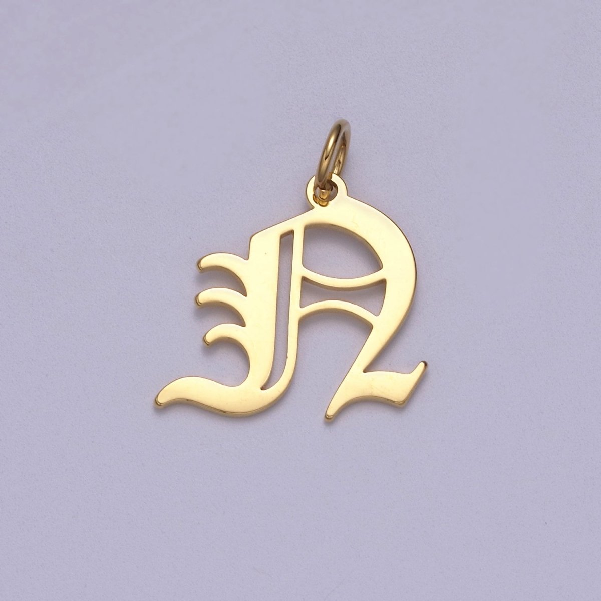 14k Gold Filled Old English Font Initial Letters Pendant Charm Wholesale Jewelry Supplies W-001 to W-027 - DLUXCA