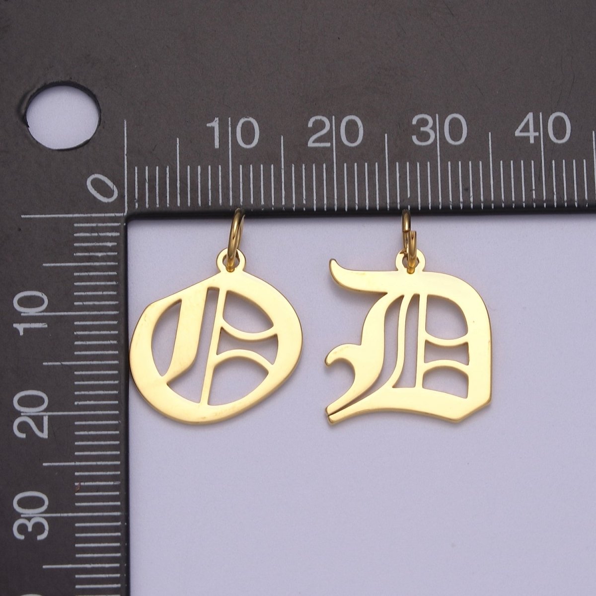 14k Gold Filled Old English Font Initial Letters Pendant Charm Wholesale Jewelry Supplies W-001 to W-027 - DLUXCA