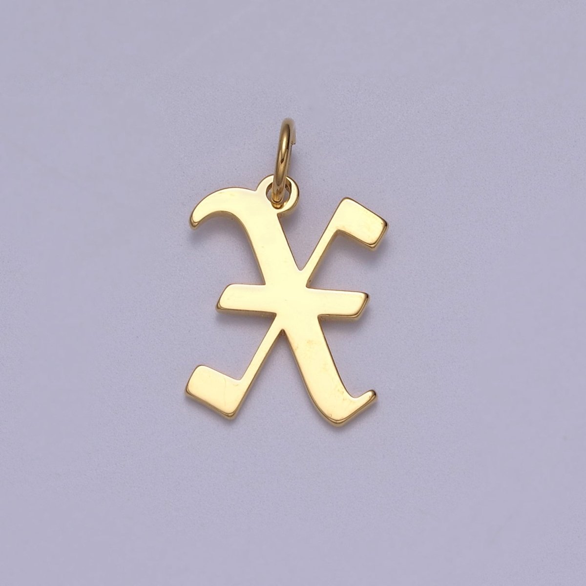 14k Gold Filled Old English Font Initial Letters Pendant Charm Wholesale Jewelry Supplies W-001 to W-027 - DLUXCA