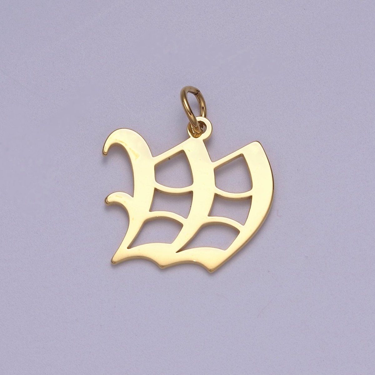 14k Gold Filled Old English Font Initial Letters Pendant Charm Wholesale Jewelry Supplies W-001 to W-027 - DLUXCA
