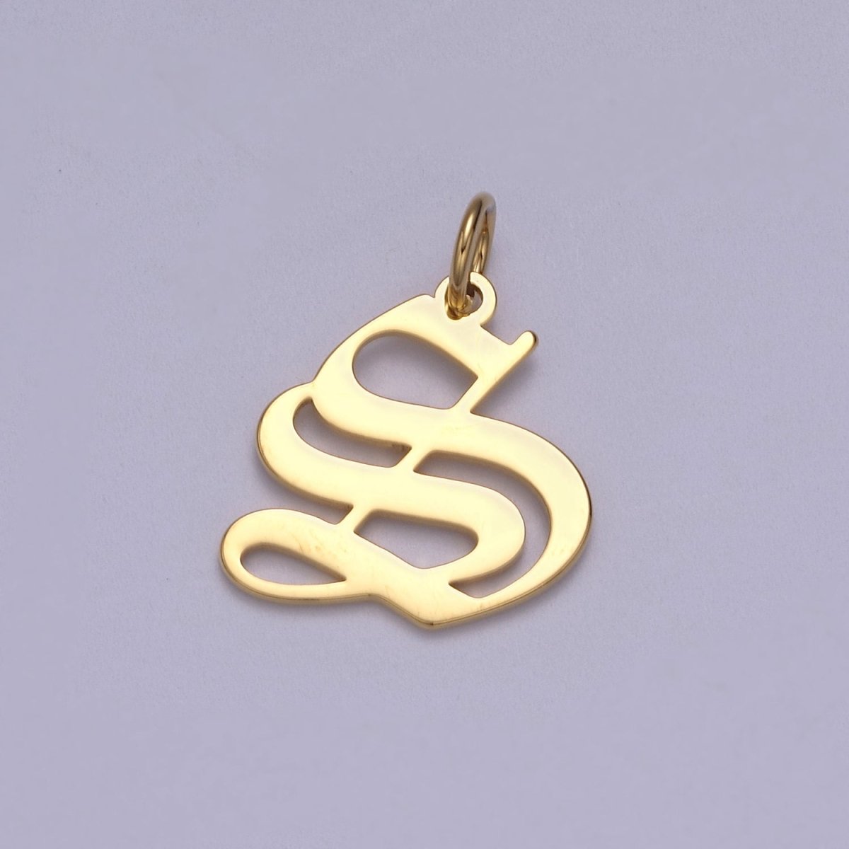 14k Gold Filled Old English Font Initial Letters Pendant Charm Wholesale Jewelry Supplies W-001 to W-027 - DLUXCA