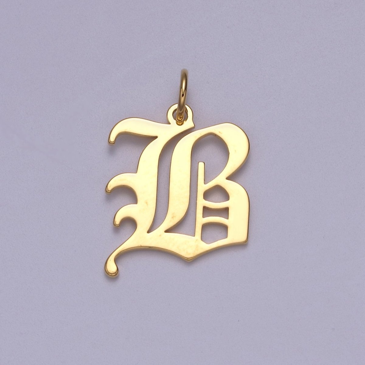 14k Gold Filled Old English Font Initial Letters Pendant Charm Wholesale Jewelry Supplies W-001 to W-027 - DLUXCA