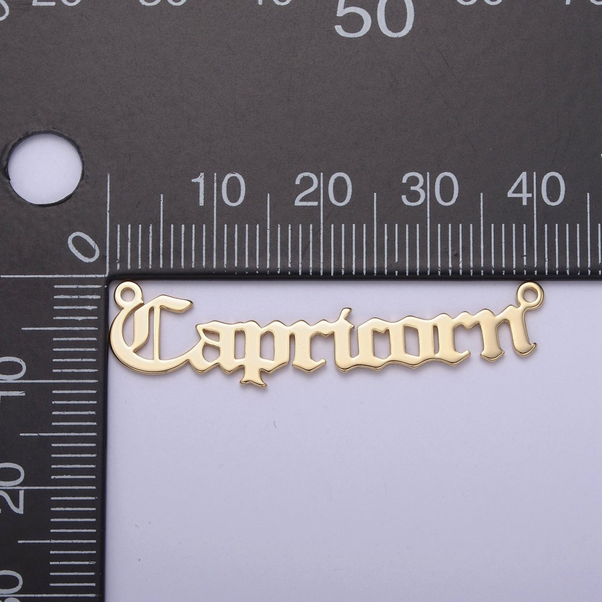 14k Gold Filled Old English Font Zodiac Charms Connector for Necklace Bracelet Link Connector Astrology Necklace Charm Personalized Jewelry Wholesale M-134-M-145 - DLUXCA