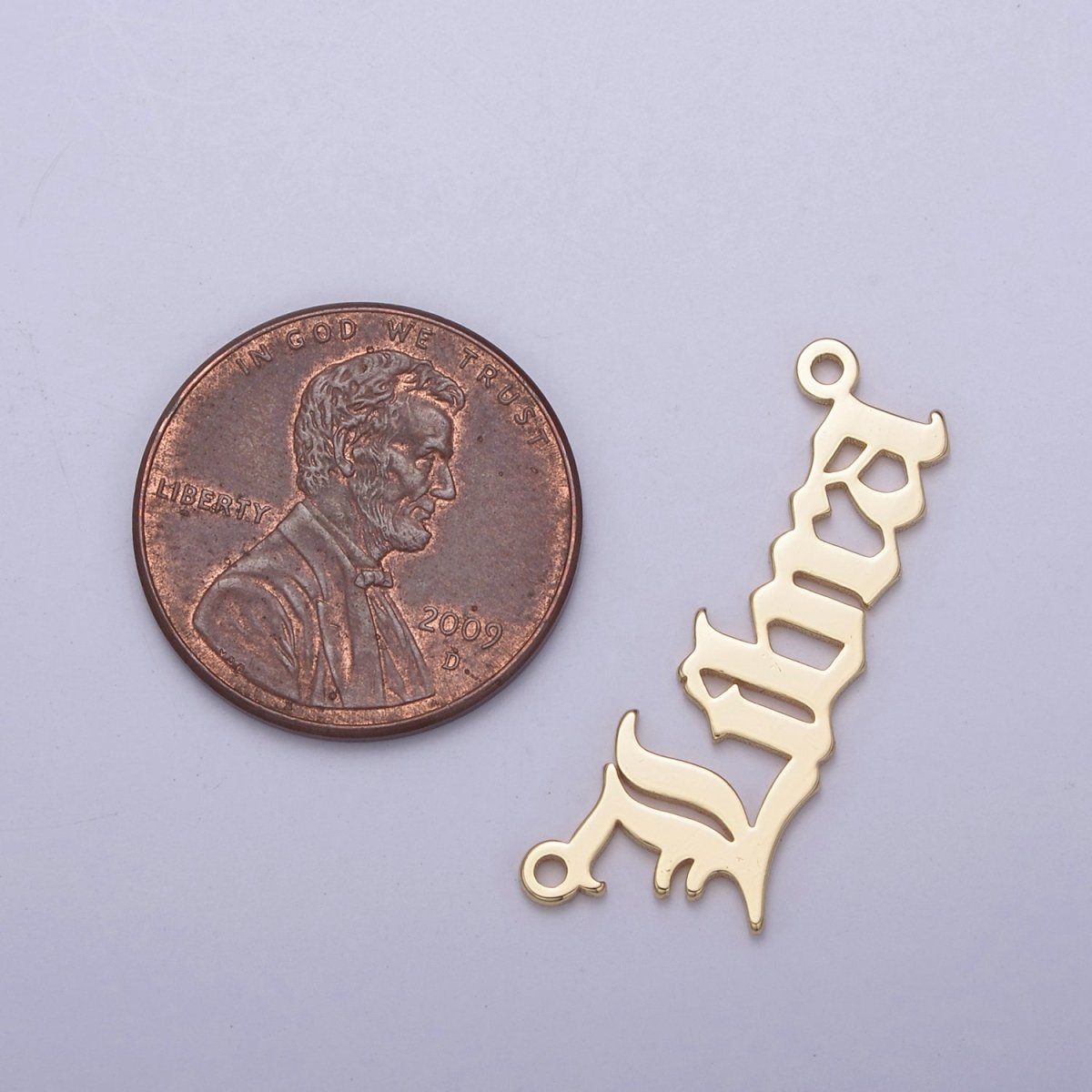 14k Gold Filled Old English Font Zodiac Charms Connector for Necklace Bracelet Link Connector Astrology Necklace Charm Personalized Jewelry Wholesale M-134-M-145 - DLUXCA