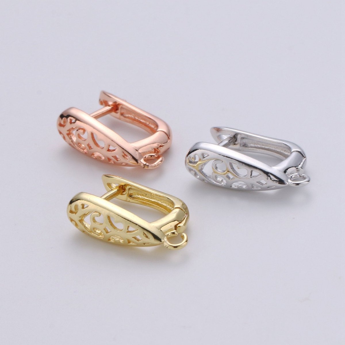 14k Gold Filled one touch w/ open link Lever back earring making, 12x19 mm, Nickel free Lead Free for Earring Charm Making Findings K-699 - K-701 - DLUXCA