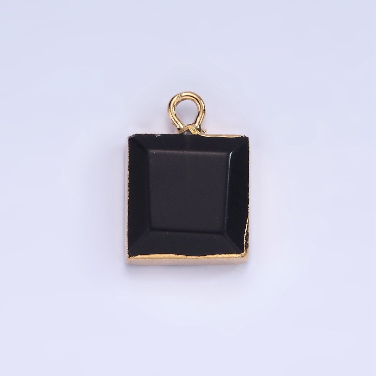 14K Gold Filled Onyx, Amazonite, Pink Quartz Square Bezel Charm | N1688 - N1690 - DLUXCA