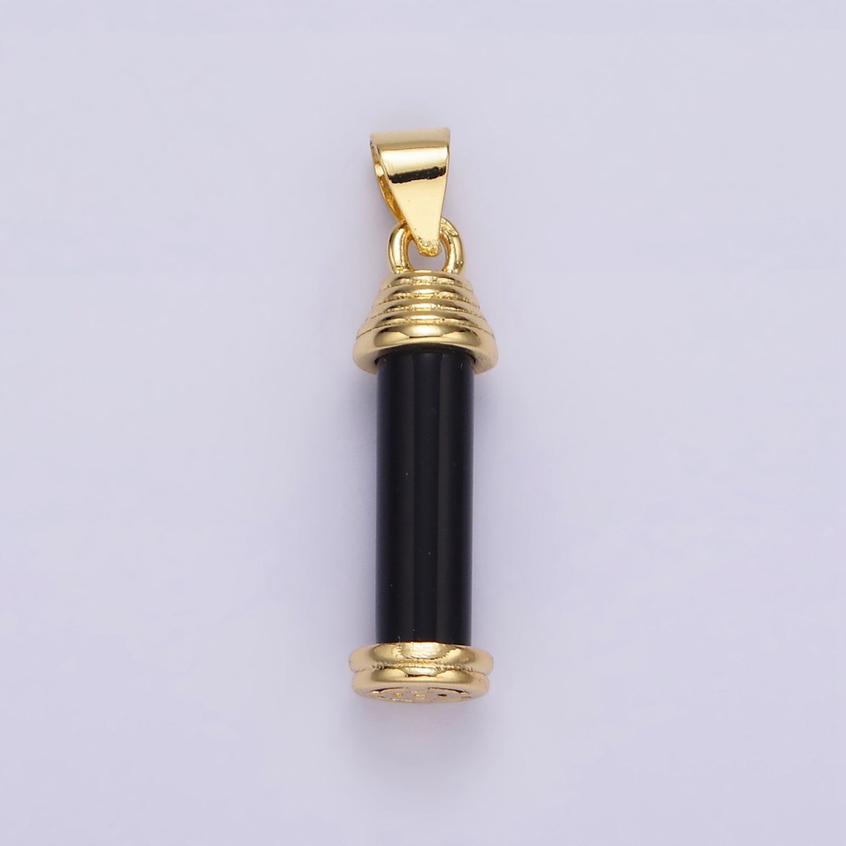 14K Gold Filled Onyx, Carnelian, Amazonite, Clear Quartz, Tiger Eye, Rose Quartz, Howlite, Amethyst Lined Cylinder Tube Pendant | AA729 - AA736 - DLUXCA