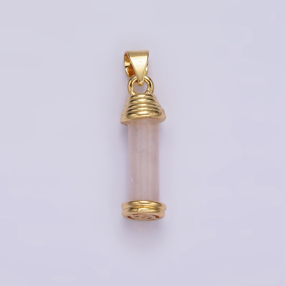 14K Gold Filled Onyx, Carnelian, Amazonite, Clear Quartz, Tiger Eye, Rose Quartz, Howlite, Amethyst Lined Cylinder Tube Pendant | AA729 - AA736 - DLUXCA