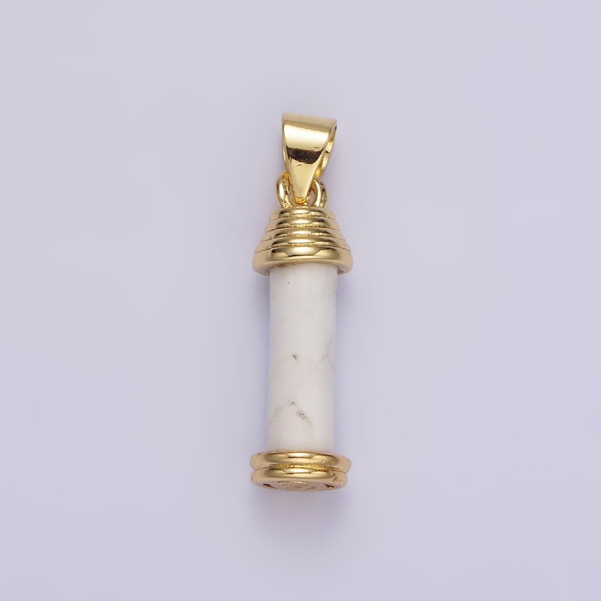 14K Gold Filled Onyx, Carnelian, Amazonite, Clear Quartz, Tiger Eye, Rose Quartz, Howlite, Amethyst Lined Cylinder Tube Pendant | AA729 - AA736 - DLUXCA
