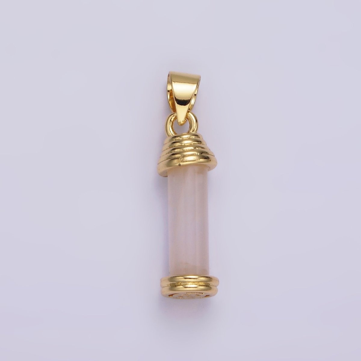 14K Gold Filled Onyx, Carnelian, Amazonite, Clear Quartz, Tiger Eye, Rose Quartz, Howlite, Amethyst Lined Cylinder Tube Pendant | AA729 - AA736 - DLUXCA