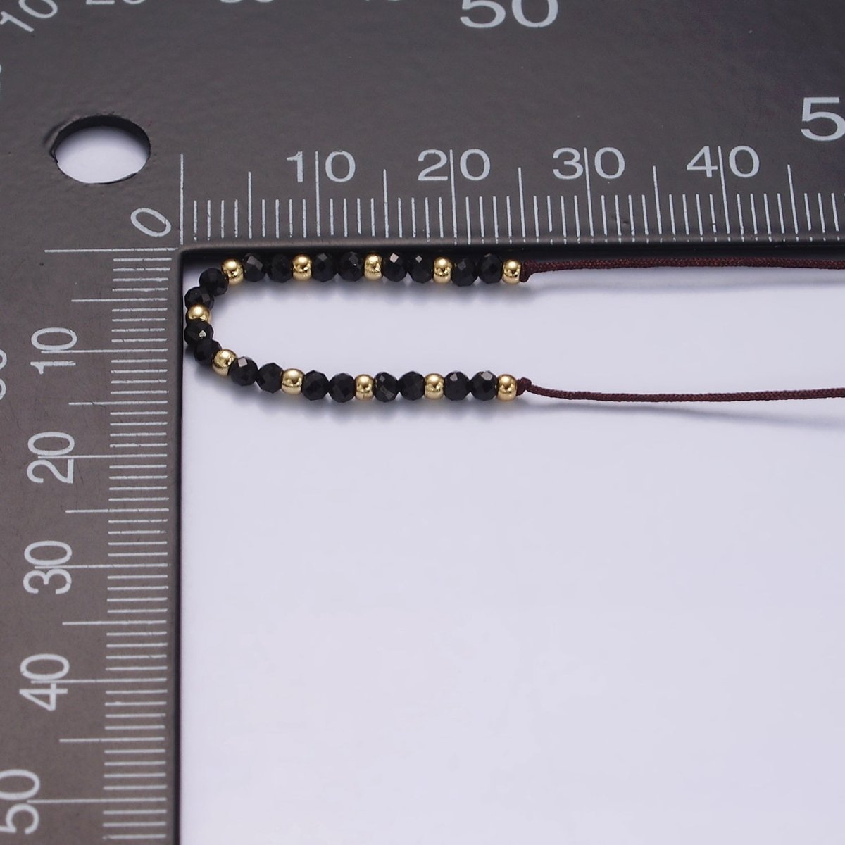 14K Gold Filled Onyx Multifaceted Black Rope Adjustable Friendship Bracelet | WA-2193 - WA-2195 Clearance Pricing - DLUXCA