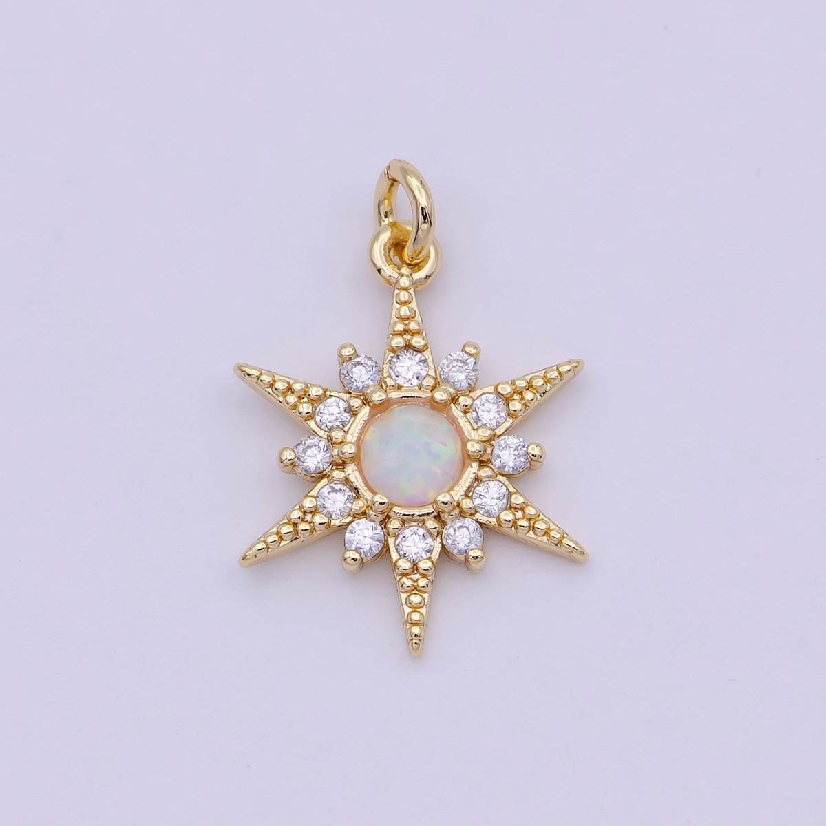 14k Gold Filled Opal Starburst Charm Micro Pave Star Charm for Bracelet Earring Necklace Charm Jewelry Making Supply C-719 - DLUXCA
