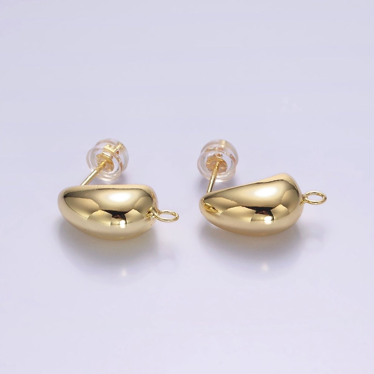 14K Gold Filled Open Loop C-Shaped Dome Hoop Earrings Findings Supply | Z616 - DLUXCA