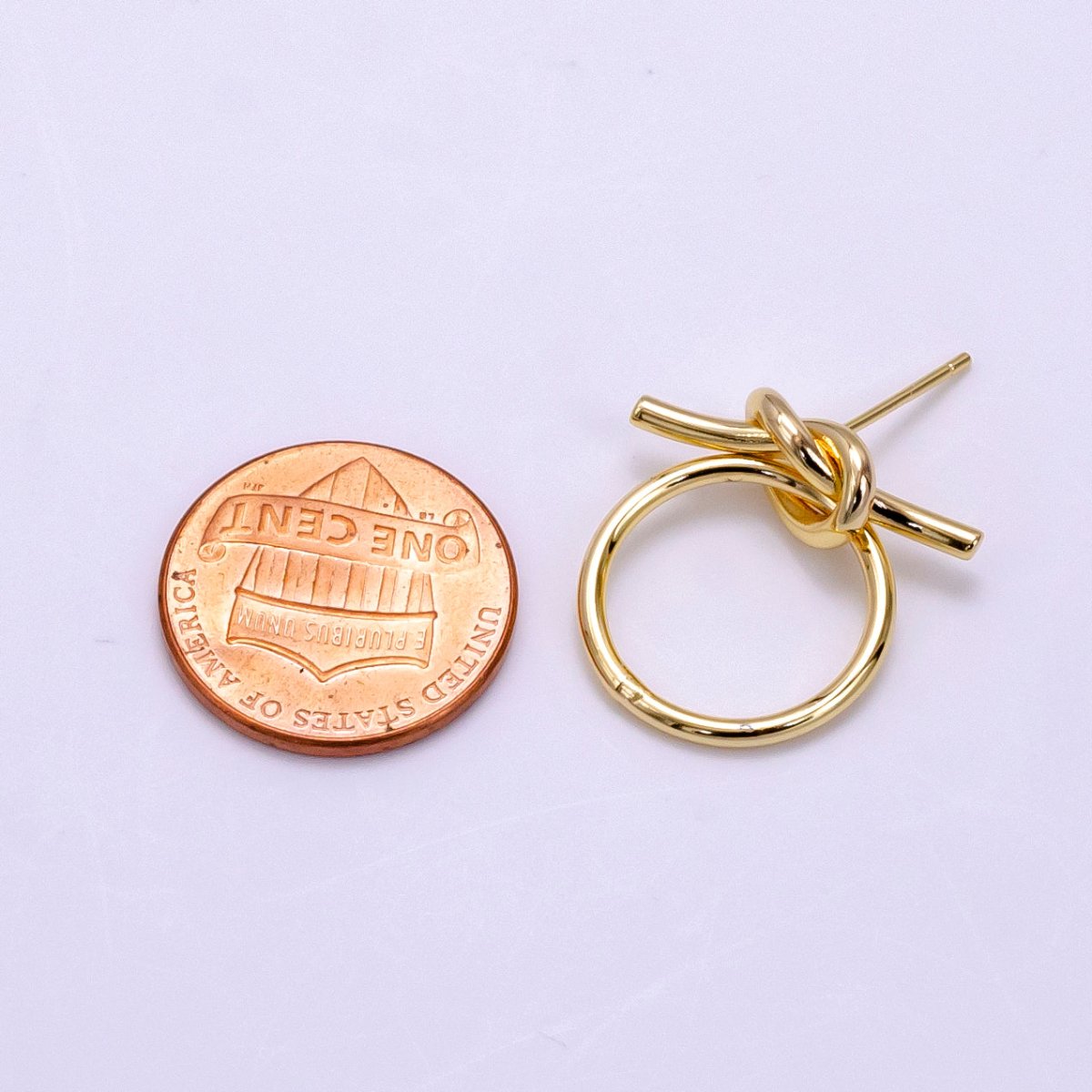 14K Gold Filled Open Round Tied Knot Drop Stud Earrings in Gold & Silver | AB1279 AB1280 - DLUXCA