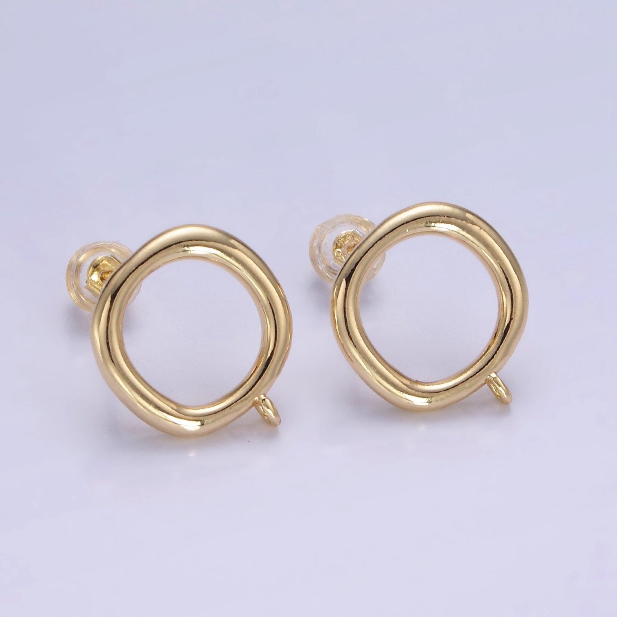 14K Gold Filled Open Square Bezel Open Loop Drop Stud Earrings Findings | Z703 - DLUXCA
