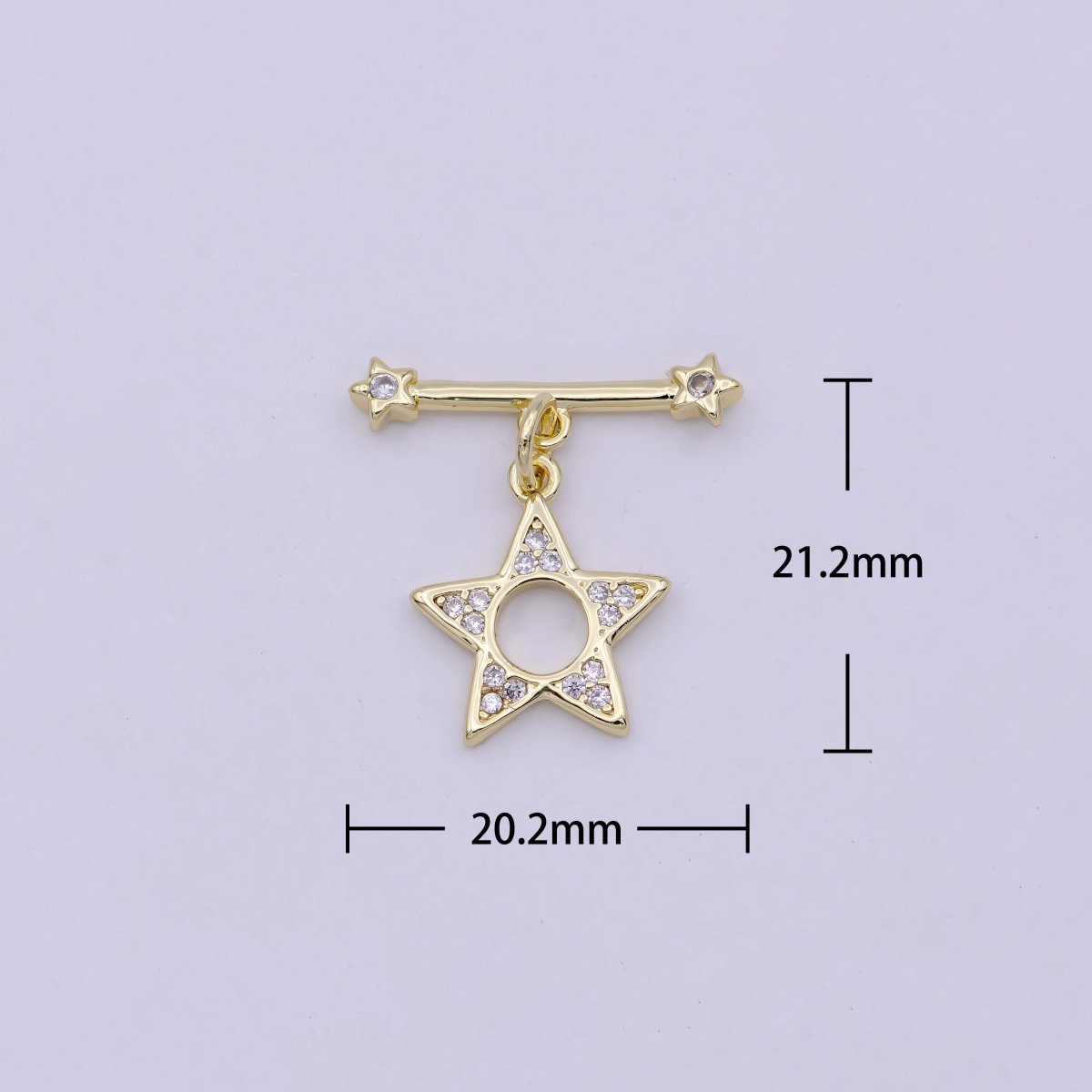 14K Gold Filled OT Toggle Clasps Star CZ Clasps Connectors for Jewelry Handmade Making Bracelet Necklace L-624 - DLUXCA