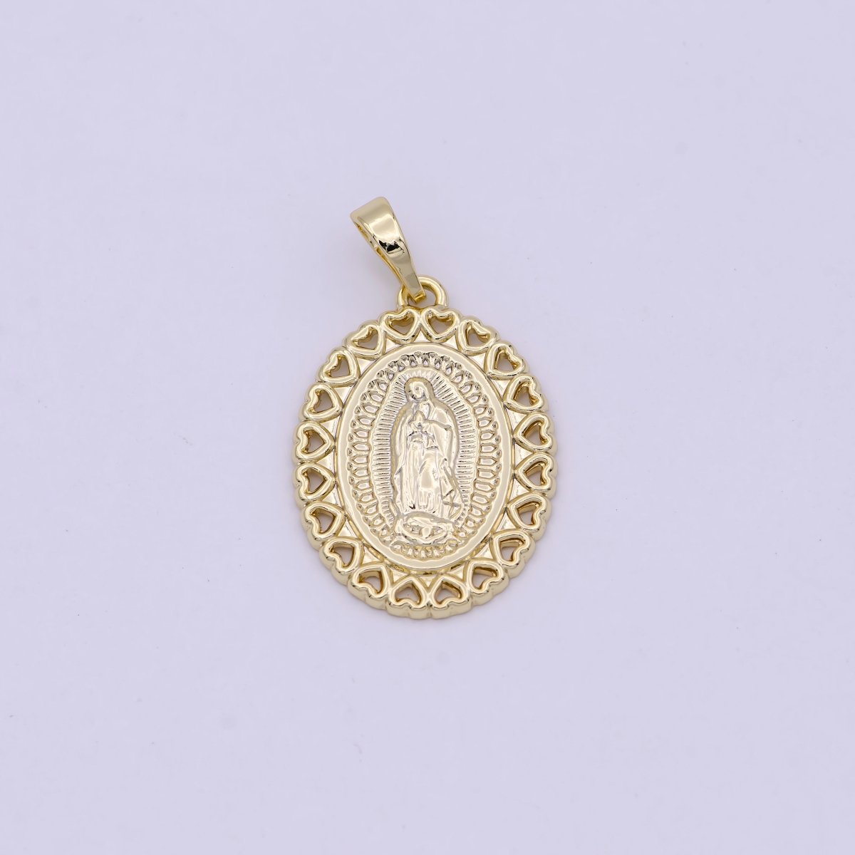 14K Gold Filled Our Lady of Guadalupe Charm Necklace Small Dainty Oval Gold Virgin Mary Pendant Necklace Women Religious Jewelry Gift H-475 - DLUXCA