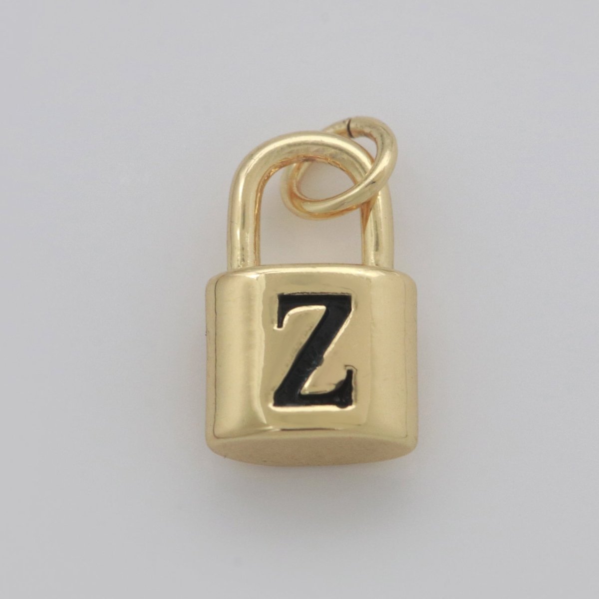 14K Gold Filled Padlock Letter Initial Lock Personalized Charm Pendant | A-822-A-834 - DLUXCA
