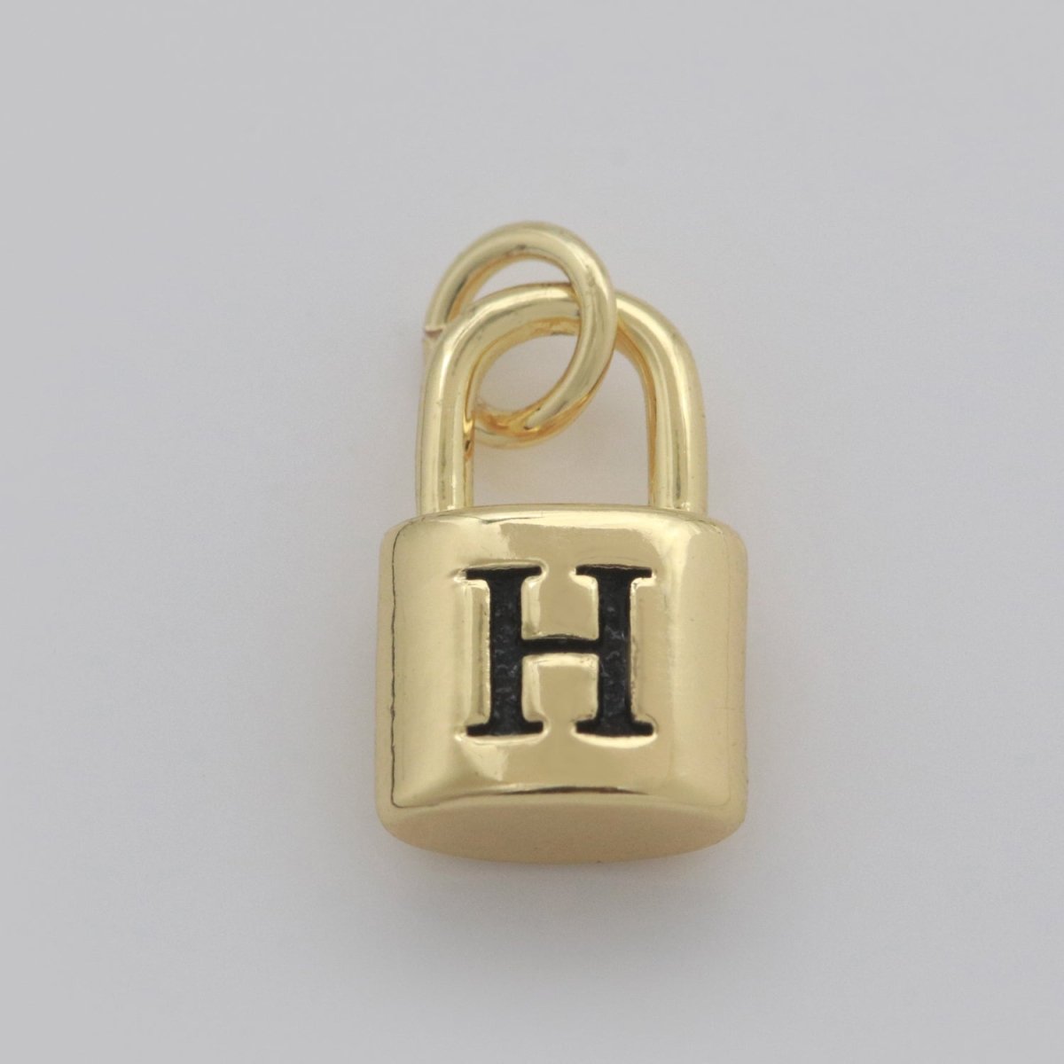 14K Gold Filled Padlock Letter Initial Lock Personalized Charm Pendant | A-822-A-834 - DLUXCA