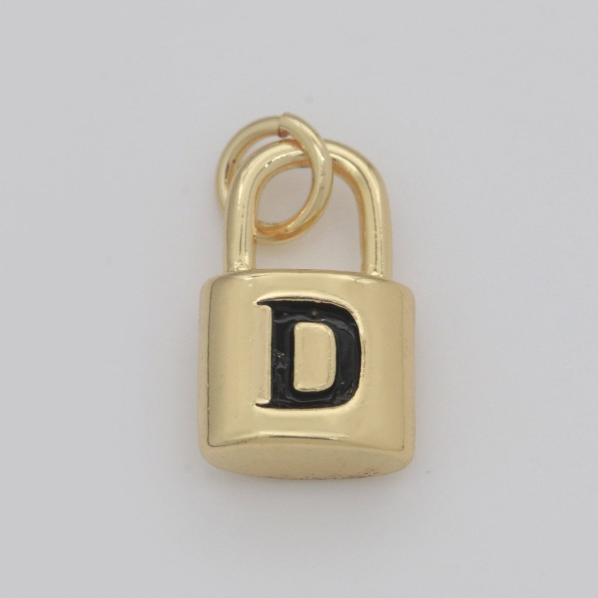 14K Gold Filled Padlock Letter Initial Lock Personalized Charm Pendant | A-822-A-834 - DLUXCA
