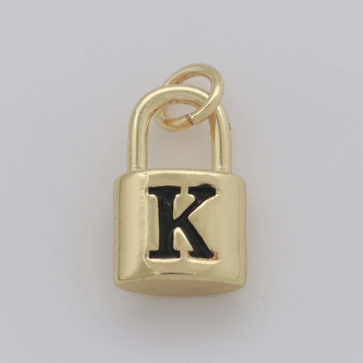 14K Gold Filled Padlock Letter Initial Lock Personalized Charm Pendant | A-822-A-834 - DLUXCA