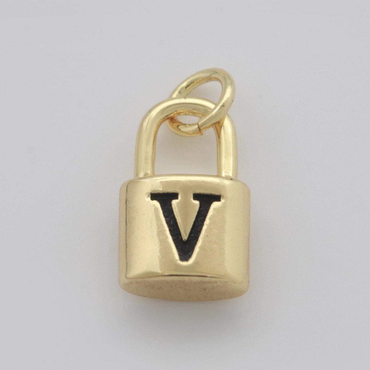 14K Gold Filled Padlock Letter Initial Lock Personalized Charm Pendant | A-822-A-834 - DLUXCA