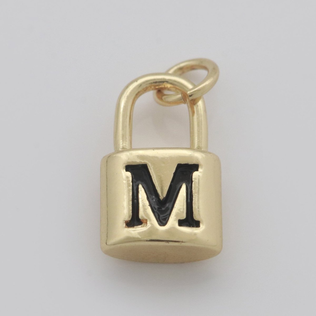 14K Gold Filled Padlock Letter Initial Lock Personalized Charm Pendant | A-822-A-834 - DLUXCA
