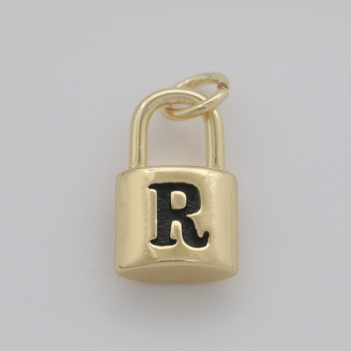 14K Gold Filled Padlock Letter Initial Lock Personalized Charm Pendant | A-822-A-834 - DLUXCA