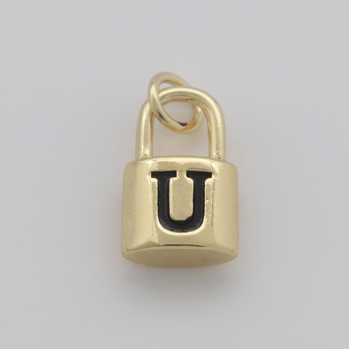 14K Gold Filled Padlock Letter Initial Lock Personalized Charm Pendant | A-822-A-834 - DLUXCA