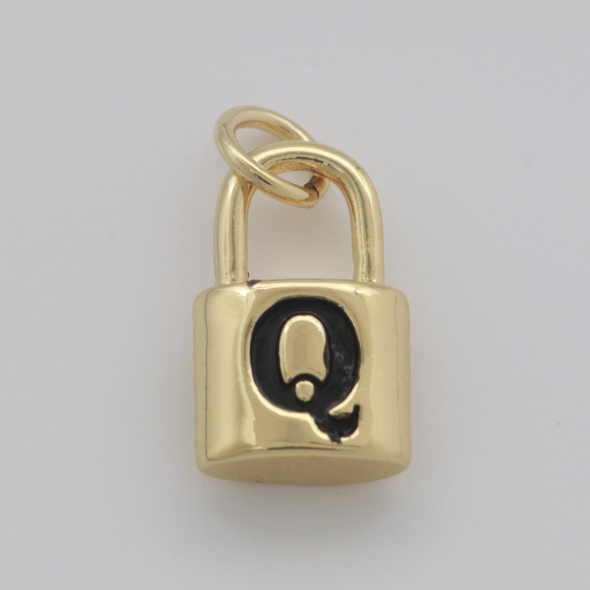 14K Gold Filled Padlock Letter Initial Lock Personalized Charm Pendant | A-822-A-834 - DLUXCA