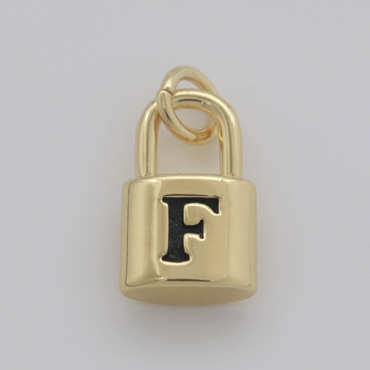 14K Gold Filled Padlock Letter Initial Lock Personalized Charm Pendant | A-822-A-834 - DLUXCA