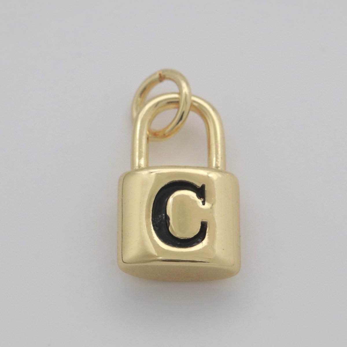 14K Gold Filled Padlock Letter Initial Lock Personalized Charm Pendant | A-822-A-834 - DLUXCA