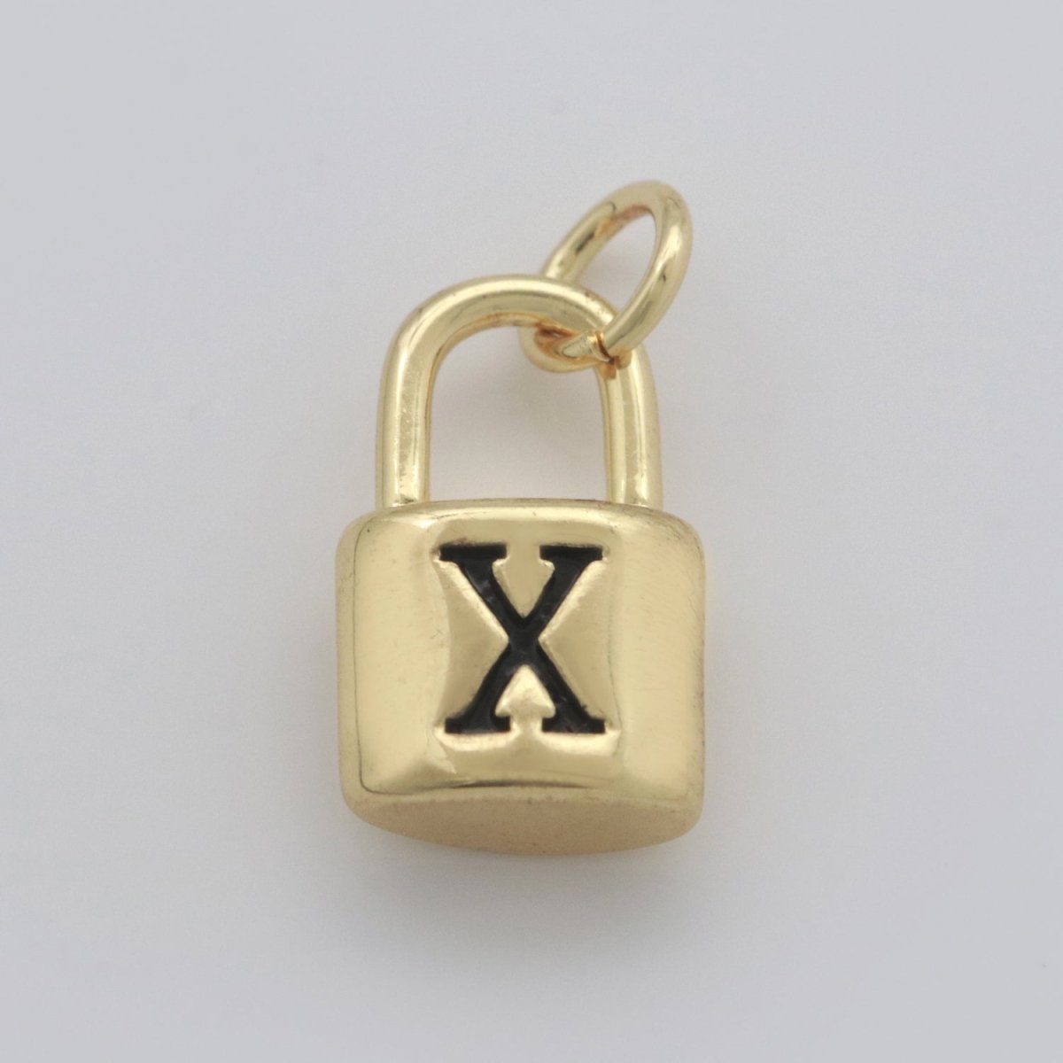 14K Gold Filled Padlock Letter Initial Lock Personalized Charm Pendant | A-822-A-834 - DLUXCA