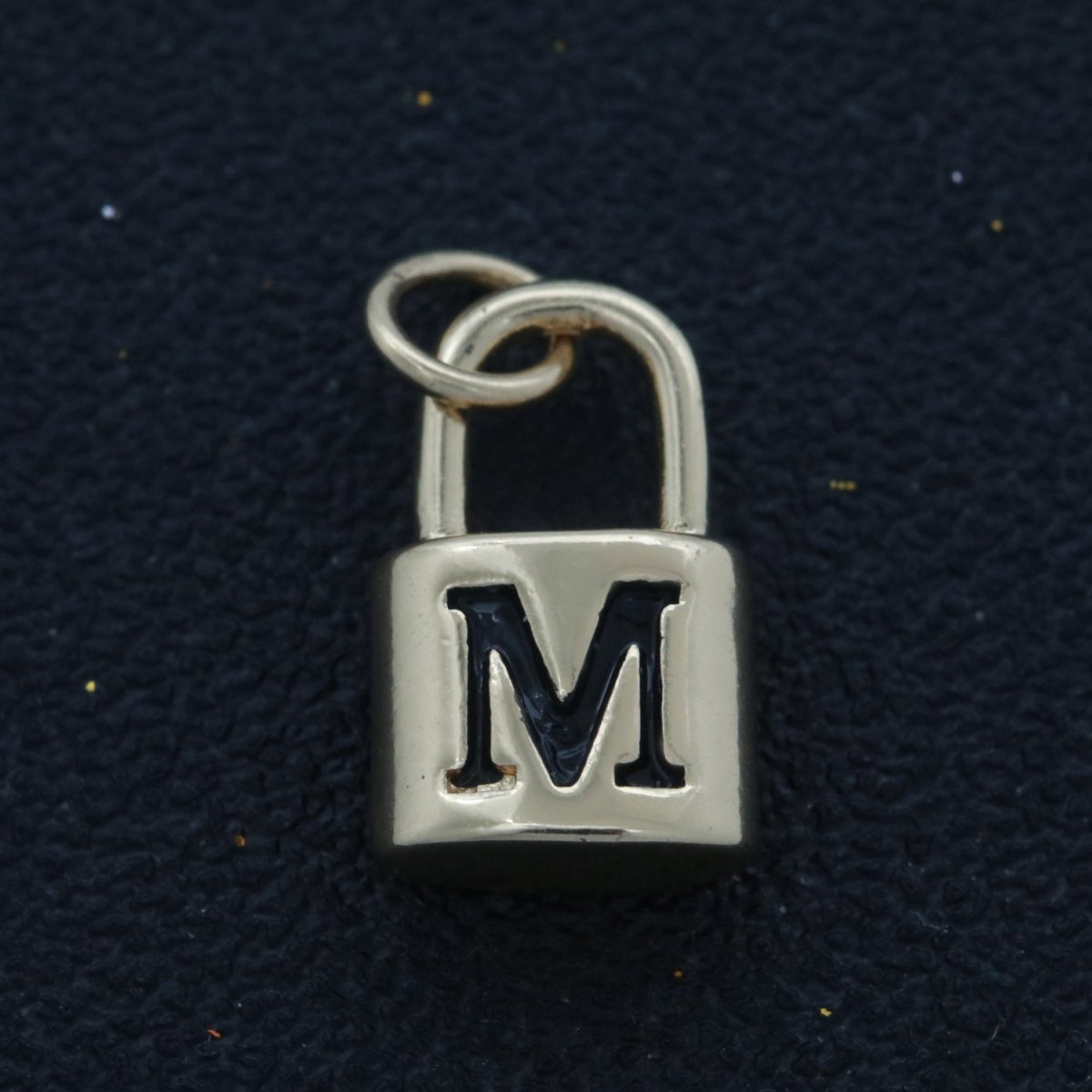 14K Gold Filled Padlock Letter Initial Lock Personalized Charm Pendant | A-822-A-834 - DLUXCA