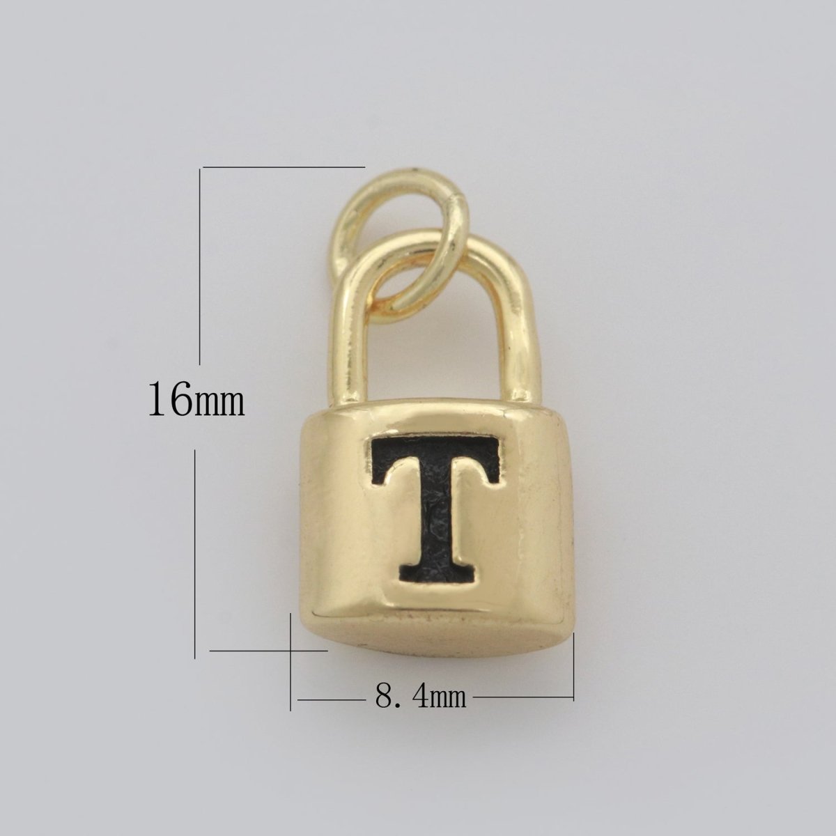 14K Gold Filled Padlock Letter Initial Lock Personalized Charm Pendant | A-822-A-834 - DLUXCA