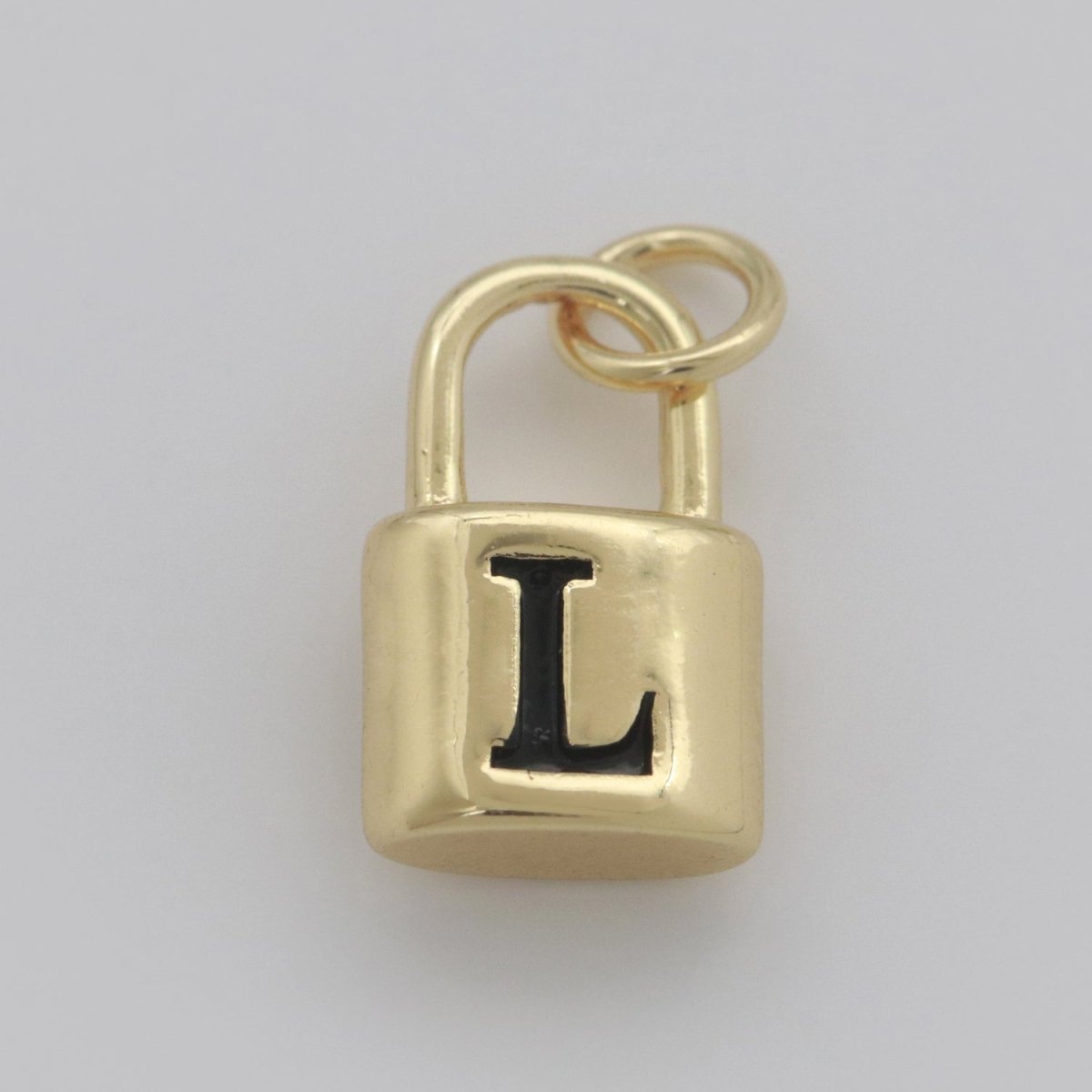 14K Gold Filled Padlock Letter Initial Lock Personalized Charm Pendant | A-822-A-834 - DLUXCA