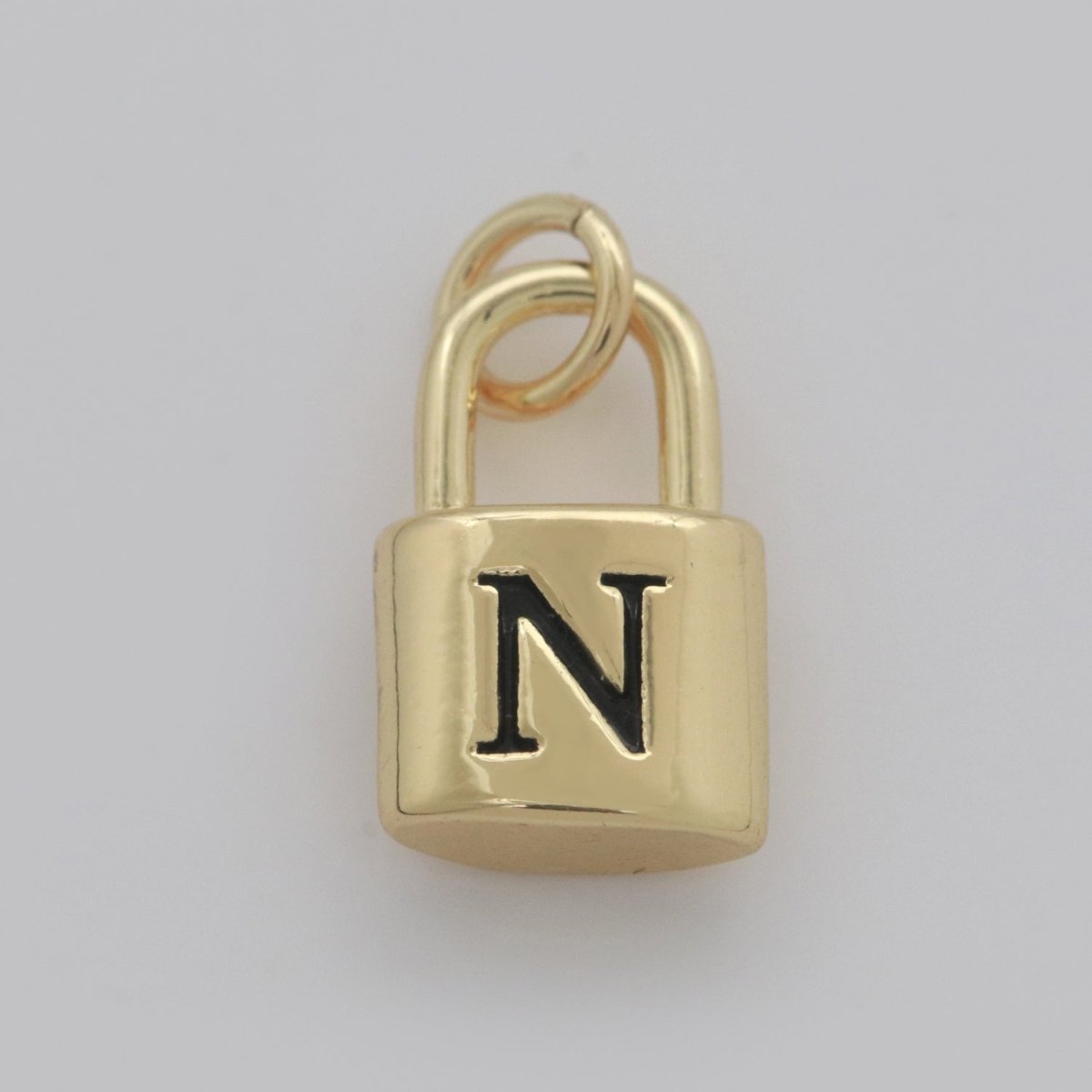 14K Gold Filled Padlock Letter Initial Lock Personalized Charm Pendant | A-822-A-834 - DLUXCA