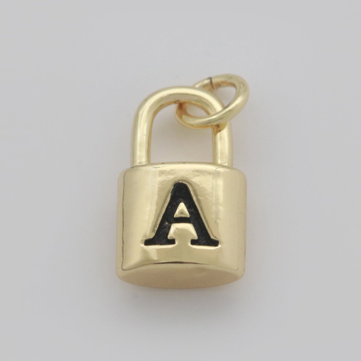 14K Gold Filled Padlock Letter Initial Lock Personalized Charm Pendant | A-822-A-834 - DLUXCA