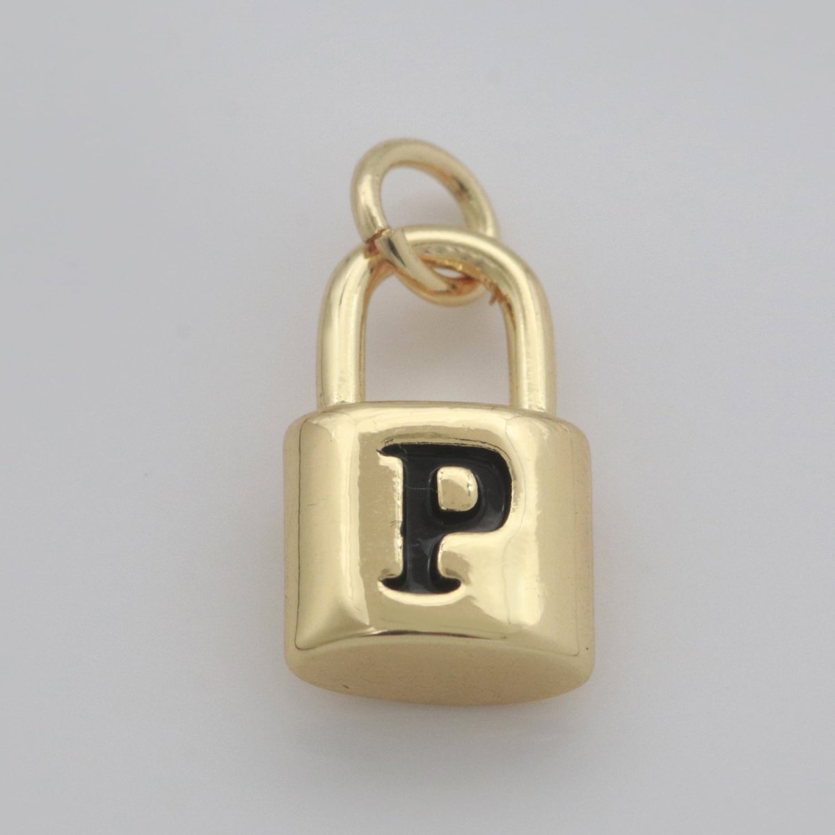 14K Gold Filled Padlock Letter Initial Lock Personalized Charm Pendant | A-822-A-834 - DLUXCA