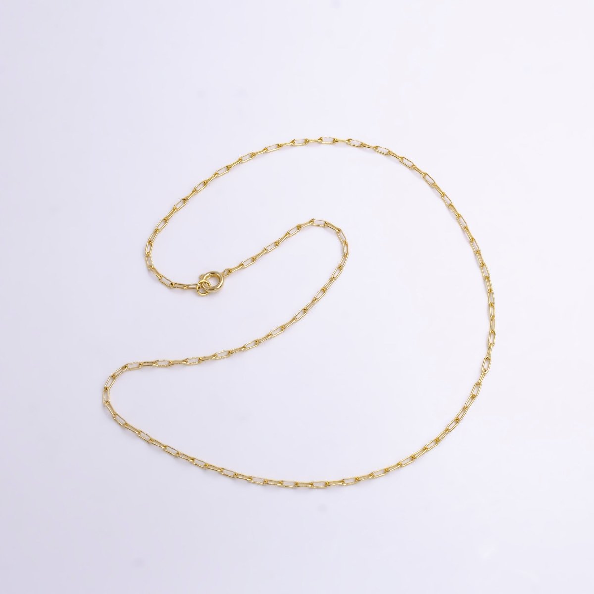 14K Gold Filled Paper Clip Chain Cable Chain Necklace, 20 Inches Minimalist Jewelry Ready To Wear Necklace, Dainty 2mm Necklace w/Lobster Clasps | CN-962 Overstock Clearance Pricing - DLUXCA
